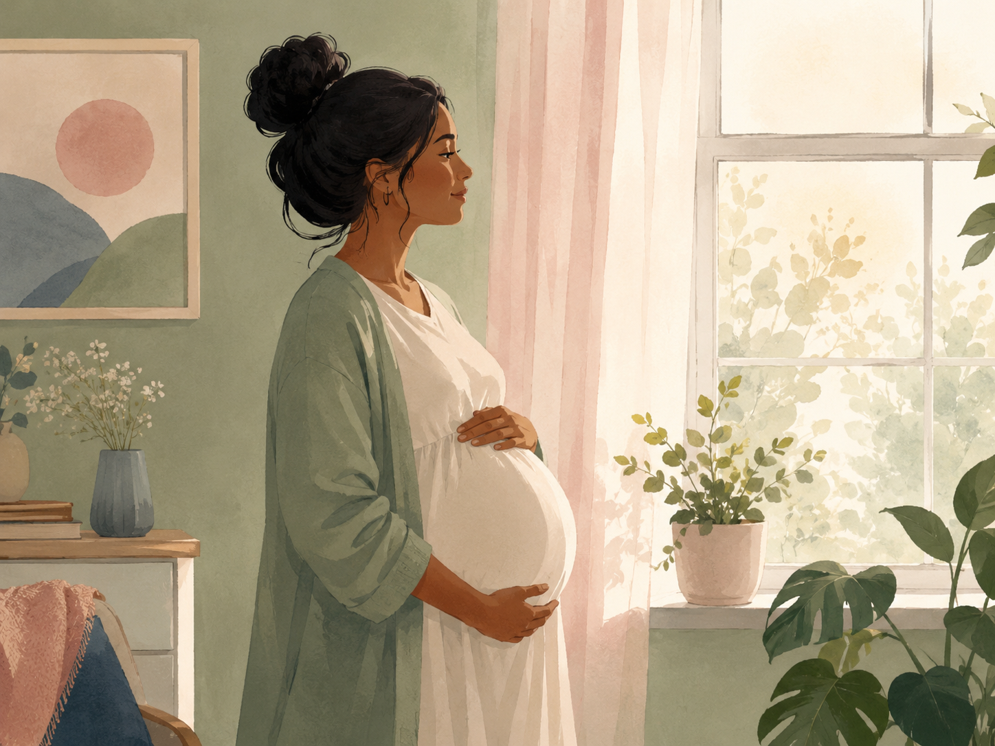 Soft illustration representing carrying a pregnancy